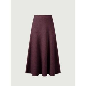 OGL Warm Cozy CashSoft Wool-like Flared Maxi Skirt Heather Plum Red PXL Fleece